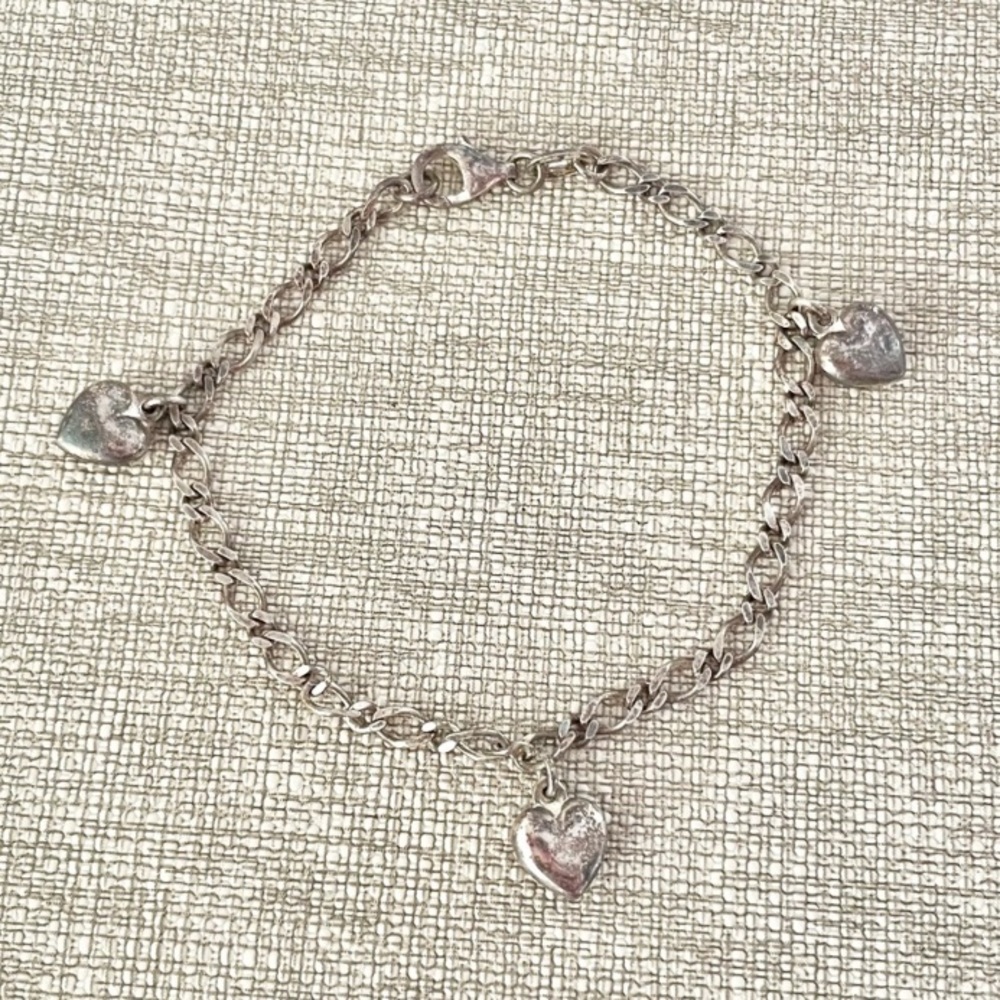 Sterling Silver Heart Charm Bracelet